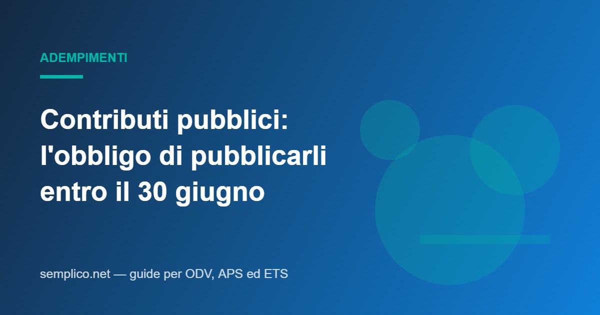 Contributi pubblici ricevuti: l'obbligo di pubblicarli entro il 30 giugno e come si assolve