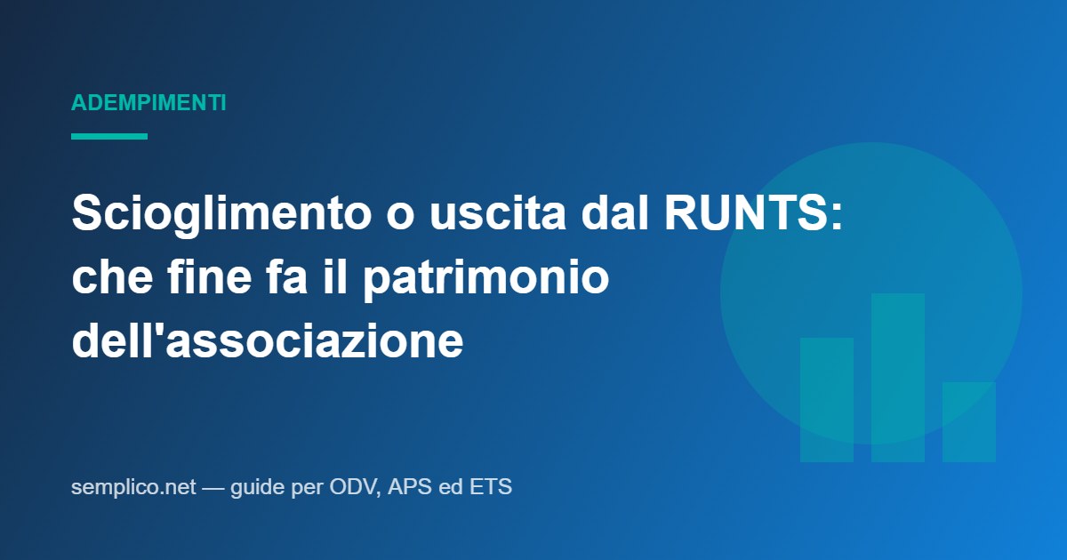 Scioglimento o uscita dal RUNTS: che fine fa il patrimonio dell'associazione