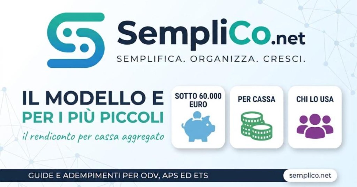 Copertina SempliCo: Il Modello E per i piu piccoli, il rendiconto per cassa aggregato