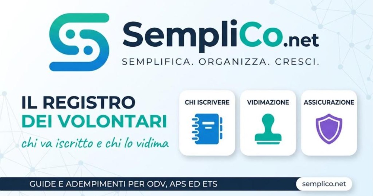 Copertina SempliCo: Il registro dei volontari, chi va iscritto e chi lo vidima