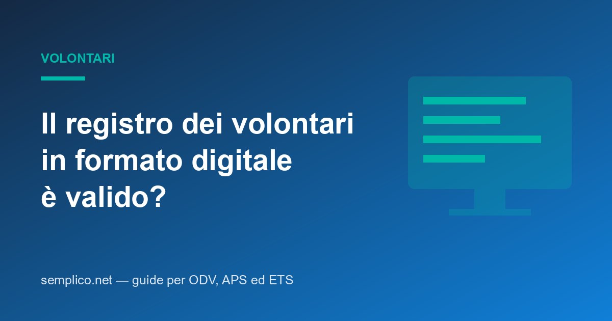 Copertina: il registro dei volontari in formato digitale è valido?