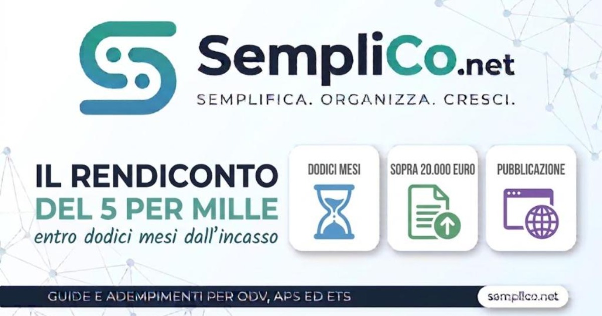 Copertina SempliCo: Il rendiconto del 5 per mille, entro dodici mesi dall incasso