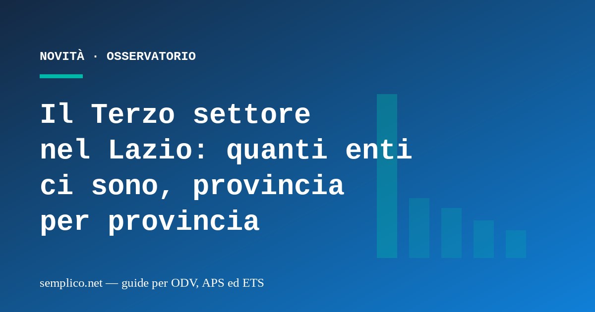Il Terzo settore nel Lazio: quanti enti ci sono, provincia per provincia