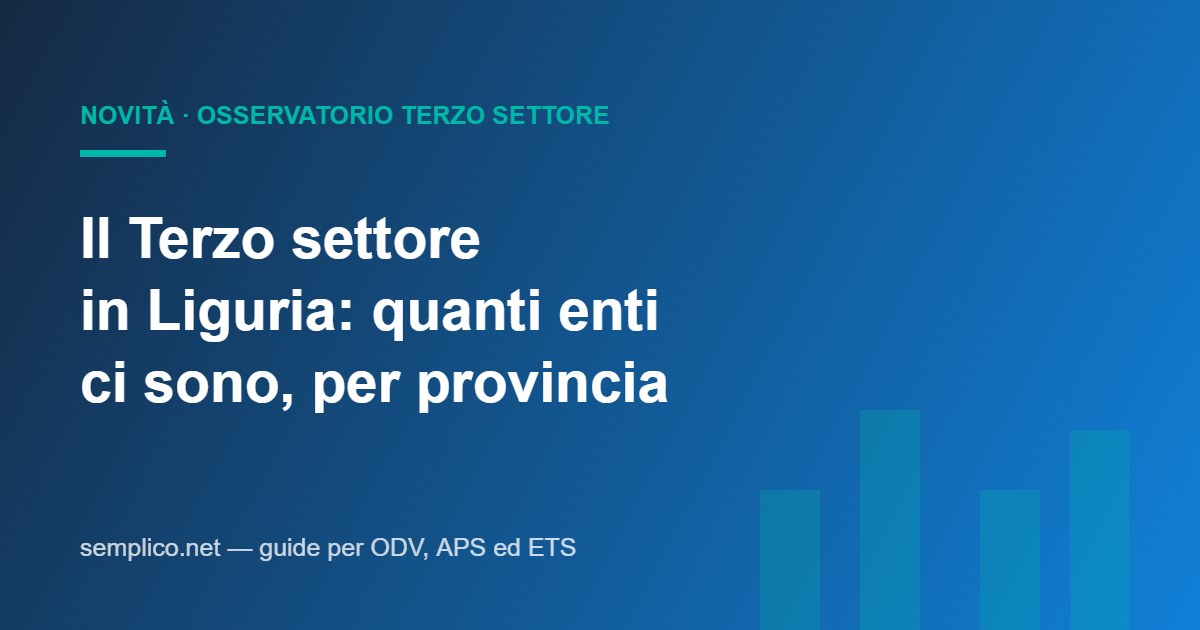 Il Terzo settore in Liguria: quanti enti ci sono, provincia per provincia